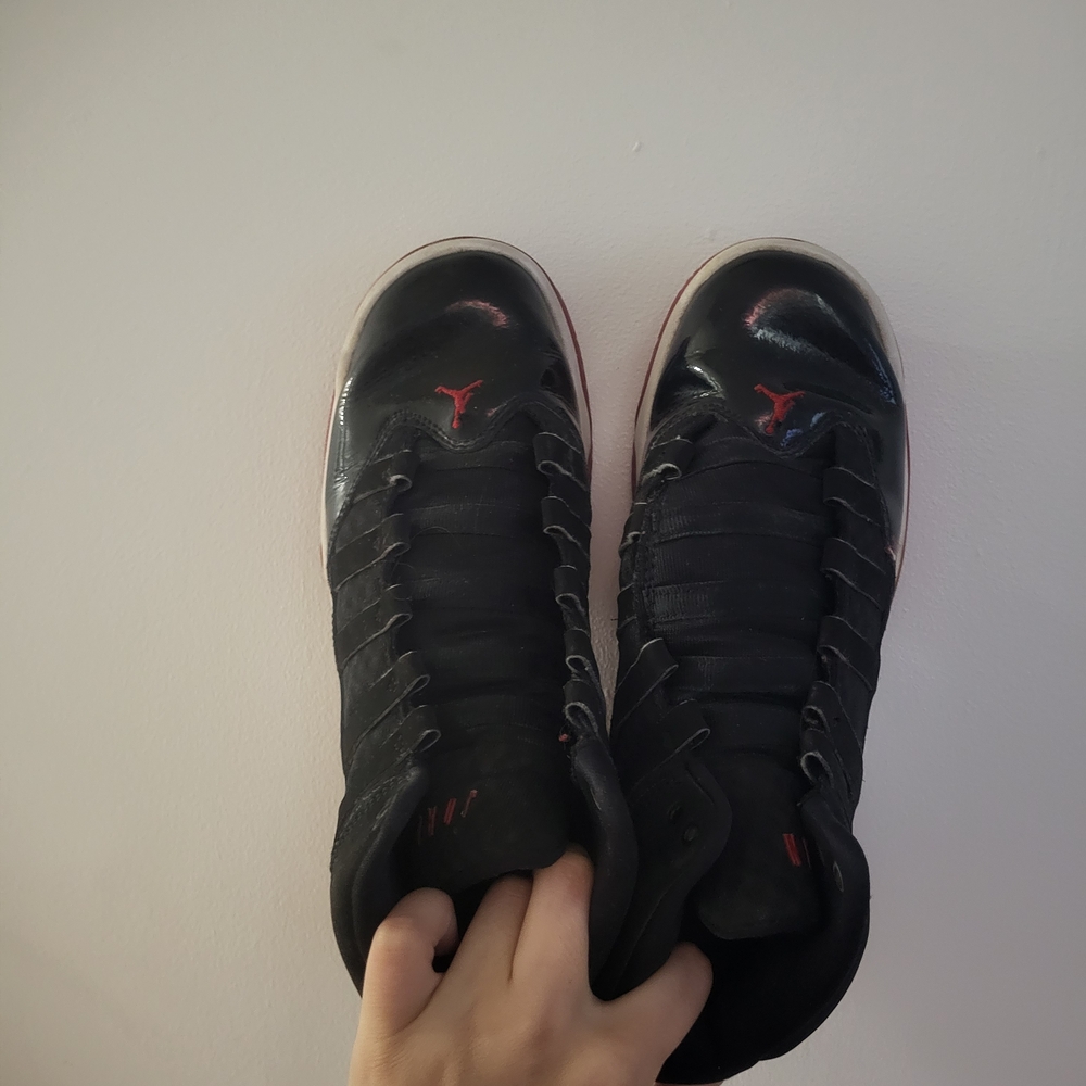 Jordan Black and Red Athletic Shoes